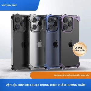 Ốp Điện Thoại Cản Kim Loại Không Đều Cho iPhone 16/15/14/13 Pro Max Plus Vỏ Làm Mát Chống Sốc Bằng Nhôm Thiết Kế Hình Học