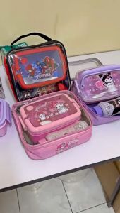 ✅SPIDERMAN SANRIO KUROMI MELODY Kids Lunch Box + 350ml Water Bottle + Bag BPA FREE Kotak Bekas Makanan Budak Dengan Air Botol