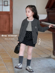 Annieเด็กผู้หญิง เสื้อสเวตเตอร์ถักลายจุดฤดูใบไม้ร่วงสำหรับเด็กผู้หญิง ชุดกระโปรงสั้น ชุดเดรส ชุดเด็กผู้หญิง ชุดเด็ก ชุดเด็ก