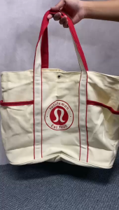 Canvas Tote Bag Premium Lulu Lemon Sports Yoga Pilates Tenis Padel Daily School University Shoulder Multifunction Bag