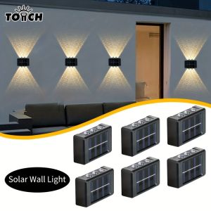 1/6pcs Solar Light Waterproof Upper And Lower 6 LED Wall Lights From Dusk To Dawn Outdoor Decorative Lights Suitable For Court