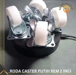 4 pcs Roda Caster Putih Rem Etalase Troli