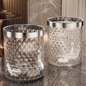 Transparent Elegant Wavy Pattern Waste Bin Round No Lid
