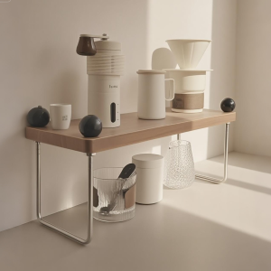 DecoHub Vintage Style Cup Holder Coffee Cup Storage Rack Solid Wood Desktop Cup Mug Organizer Multi-layer Display Shelf