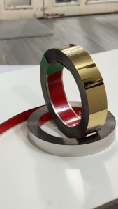 Cuộn la inox 15cm vàng gương loại có keo tự dán dài 5m