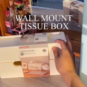 Locaupin Tissue Box Wall Mounted Multifunctional Storage Desktop Tissue Paper Dispenser Cosmetic Bathroom Organizer