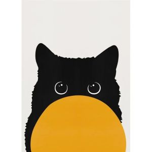 Canvas Painting Funny Black Cat Minimalist HD Poster and Print Nordic Animal Kitten Wall  Picture For Kid Bedroom Home 