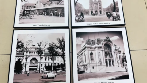 Tranh treo tường sài gòn 4 trang trí decor quán nhà hàng có khung kèm đinh