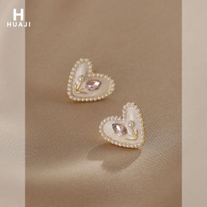 Sweet Tulip Heart Pearl Drop Earrings Womens Fashion Jewelry Alloy Plated Silver Gold Embedded Artificial Gem Semi-Precious Stone