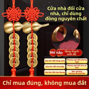 WANSHIXIANG | Copper Five-Emperor Coin Gourd Pendant Chinese Knot Lucky Charm