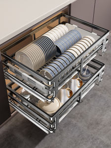 Drawer-style Double-layer Kitchen Dish Rack