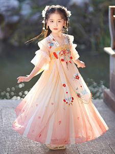 Girls Summer Thin Style Ancient Chinese Dress Childrens Skirt Ancient Wind Super Fairy Tang Suit Princess Skirt by Yingmeiduo