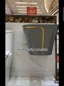 Lavabo liền khối kẻ viền vàng phong cách và sang trọng men sứ nano phủ Ceramic chống bám bẩn - Hàng nhập khẩu bảo hành 10 năm