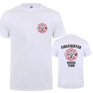 Firefighter Rescue Team T Shirt Men Tees Fireman T-shirts Short Sleeve Man Tops polyester  sports casual Eur size