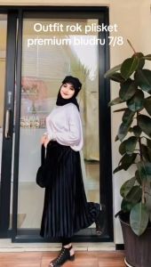 ROK PLISKET 7/8 BLUDRU VELVET KOREAN SKIRT IMPORT PREMIUM