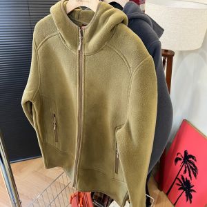 Double-Sided Fleece Hooded Jacket Mens Casual Comfortable Loose Fit Fashionable Spring Autumn New Style Zipper Decoration