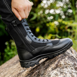 Ultra-Light Tactical Boots Zipper Outdoor Security Mens Work Boots Breathable Tactical Shoes Protective Boots Camping Travel Gear