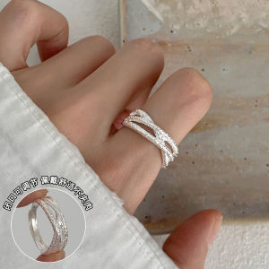For Evening S925 Sterling Silver Line Geometric Ring Opening Adjustable Index Finger Ring Female Stylish Niche Style Ring Fashionable