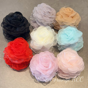ทำด้วยมือฤดูร้อนสไตล์ใหม่ 8cm ดอกกุหลาบดอกไม้ กิ๊บติดผม ขอบโอจีส ชาร์คกัดเครื่องสวมศีรษะสามมิติ ผ้าไหม ดอกไม้อุปกรณ์เสริมผม