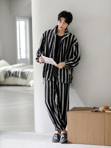 JIALEFEN | Mens Winter Coral Fleece Thick Flannel Pajamas Wearable Outside