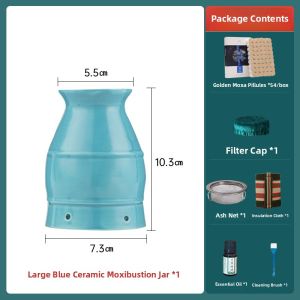 Facial Mugwort Herbal Medicine Cupping Set Ceramic Peach Blossom Design Integrated Gua Sha Beauty Salon Anti-Scalding