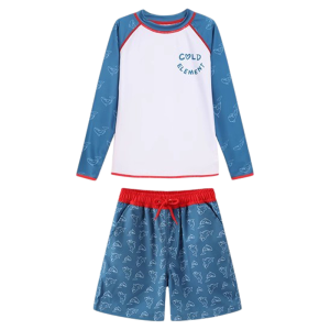 COLDELEMENT | Quick Dry Sun Protection Long Sleeve Childrens Swimming Suit Beach Pants Separate Large Childrens Beachwear Polyester Spandex