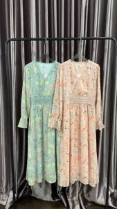 SV 6558 - Fior Flo Dress | Silvervogue | Gaun Chiffon Midi Pakaian Wanita