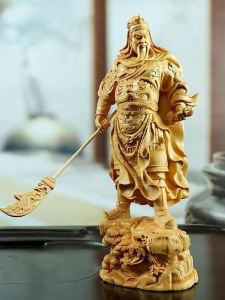 Tượng Thần Tài Nguyễn Guan Yu Gỗ Nguyên Khối Nghệ Thuật Điêu Khắc Trang Trí Phòng Khách Nhà Cổ Điển Trung Quốc Thủ Công Mỹ Nghệ