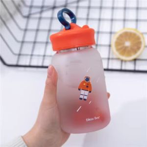 Misty Glass Water Bottle Womens Popular Portable Cute Bottle Ins Style Simple Fresh Forest System Student round Shape Heat Resistant