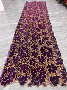 AT2403A-1 African Velvet Lace Fabric 5 Yards 2026 High Quality Party Dress Luxury Fabric Embroidery Nigerian Lace Fabric Women