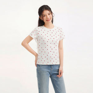 Hotwind | Heart-print Sweet Short Sleeve T-shirt