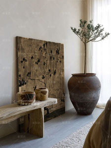 Wabi-Sabi Style Hand-Painted Texture Wall Art Modern Minimalist Living Room Sofa Background Decorative Painting Entrance Hanging Artwork