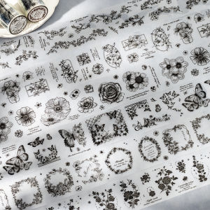 ติดกระดาษสติ๊กเกอร์ตกแต่งแบบติดได้เองสำหรับงานศิลปะวัฒนธรรม ลายดอกไม้ย้อนยุค สติ๊กเกอร์ตกแต่งสำหรับบันทึกโน้ตแบบมืออาชีพ