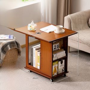 Modern Minimalist Foldable Sofa Side Table Living Room Storage Rack Corner Table Small Table Mobile Cart Bamboo Material