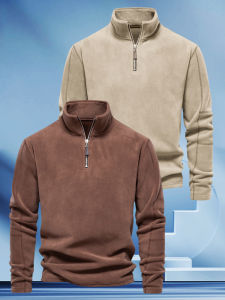 WEIQIYUE | Winter New Style Stand Collar Half Zip Fleece Hoodie Long Sleeve