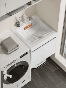 LANGXIANG | Customized Small Space Balcony Washing Cabinet with Washboard