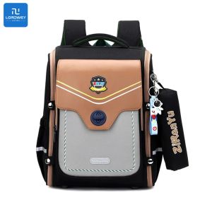 LORDWEY Astronaut Pendant Childrens Space Backpack with Pencil Case Large Capacity Schoolbag Waterproof Nylon Schoolbag