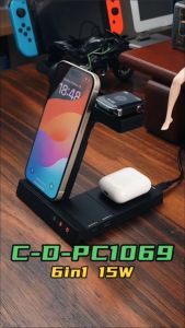 BAVIN PC1069 Portable Multi-functional 6 in 1 Wireless Charging Docking Station for Smart Watch Phones & TWS Earbuds