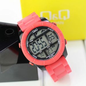 Jam tangan pria/wanita Q&Q M123 tali rubber/silicon bulat digital original