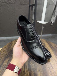 High-End Mens Summer Leather Shoes Comfortable Breathable Commuter Casual Leather Boots round Toe Slip-On Fashionable