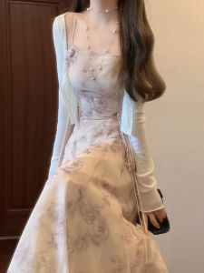 Ge·an·fei | French Purple Floral Fitted Maxi Dress