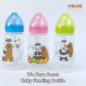 We Bare Bears 11oz/330ml Botol Susu Bayi / Wide Neck Baby Feeding Milk Bottle With Handle PP Bottle BPA Free 30439 WBB