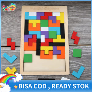 CooLToy Mainan Puzzle Tetris & Kayu Tangram: Edukasi Anak (Ukuran 18 cm x 28 cm)