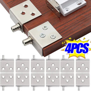 4Pcs Concealed Hinges Invisible Cabinet Up and Down Door Pivot CT Corner Codes for Wood Panel Cupboard Display Support Bracket
