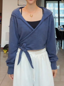 เสื้อคลุมโยคะแบบมีฮู้ด ทรงเข้ารูป แขนยาว ผ้าขนแกะ ทรงหลวม สำหรับผู้หญิง ฤดูใบไม้ร่วง 2022 แฟชั่นสปอร์ต เสื้อคลุมโยคะ