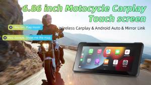 Máy Nghe Nhạc Đa Phương Tiện Carplay 5/6.86 Inch Di Động Cho Xe Máy Hỗ Trợ Android Auto Chống Nước Tích Hợp DVR Dẫn Đường Màn Hình Kép BT Dành Cho Xe Mô Tô