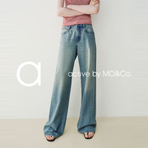 MO&Co. | Autumn Active Series Floor-Length Wide Leg Cotton Jeans