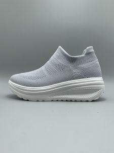 Womens Breathable Mesh Slip-On Platform Pumps Spring Summer Fashion Casual round Toe mid Heel Easy Wear Comfortable Shoes