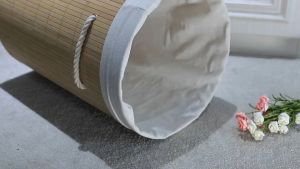 60L Hand-Woven Large Capacity Minimalist Round Bamboo Storage Hamper Laundry Basket Organizer