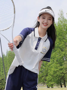 เสื้อยืดคอโปโลแขนสั้นผ้าฝ้ายสำหรับนักเรียนมัธยมปลายและมัธยมต้น ฤดูร้อน ลำลอง สปอร์ต หลวม แขนสั้น เสื้อยืดเด็กโต แฟชั่นผู้หญิง